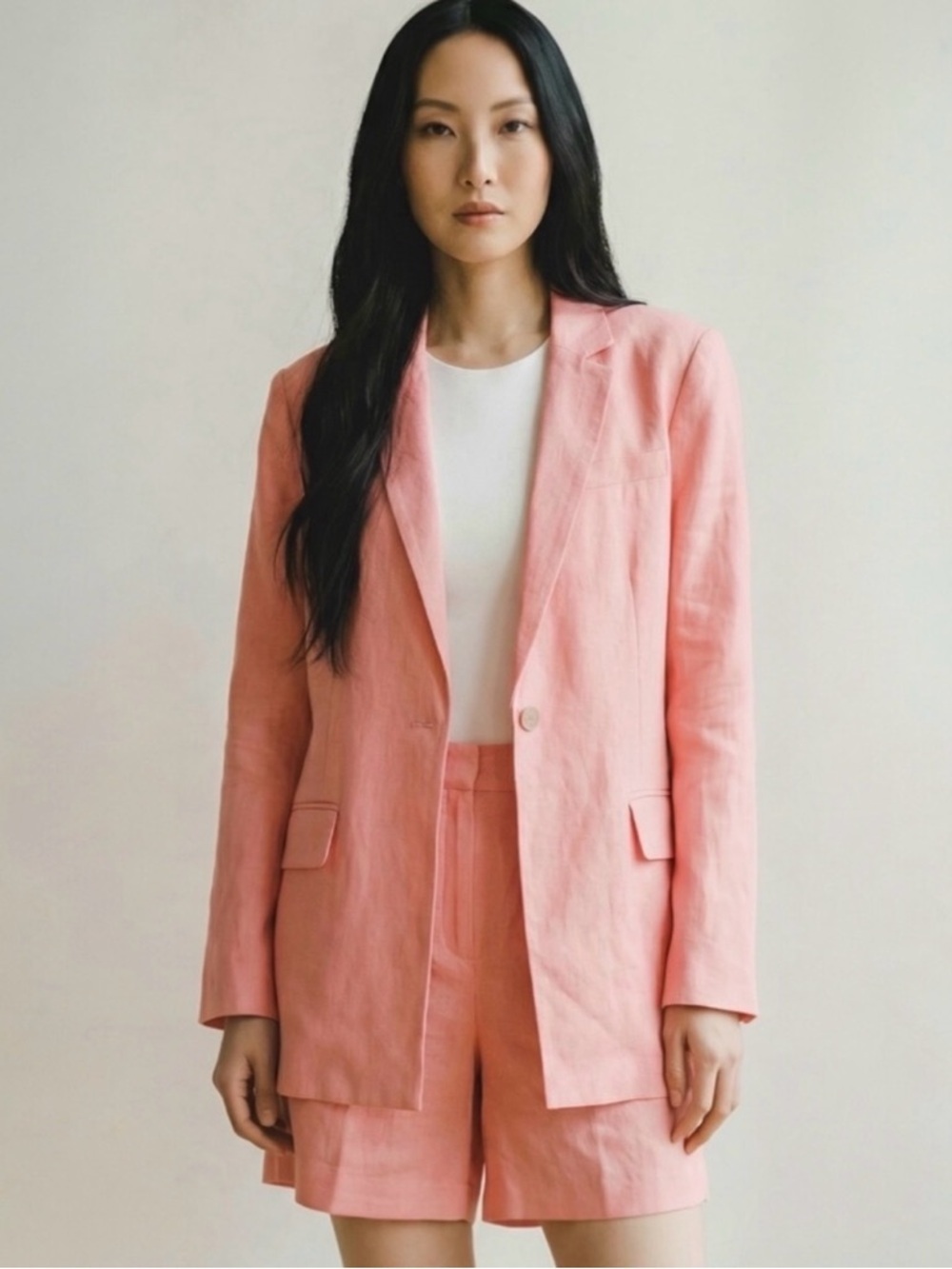 Staud Maxwell Linen Blazer in Rosebud